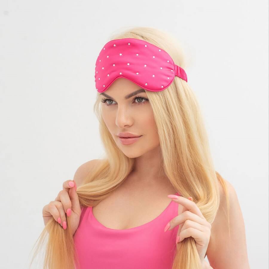 Crystalized Silk Eye Mask Hot Pink