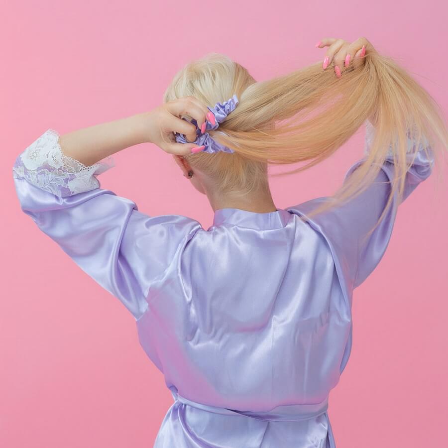 Crystalized Silk Scrunchie Lilac