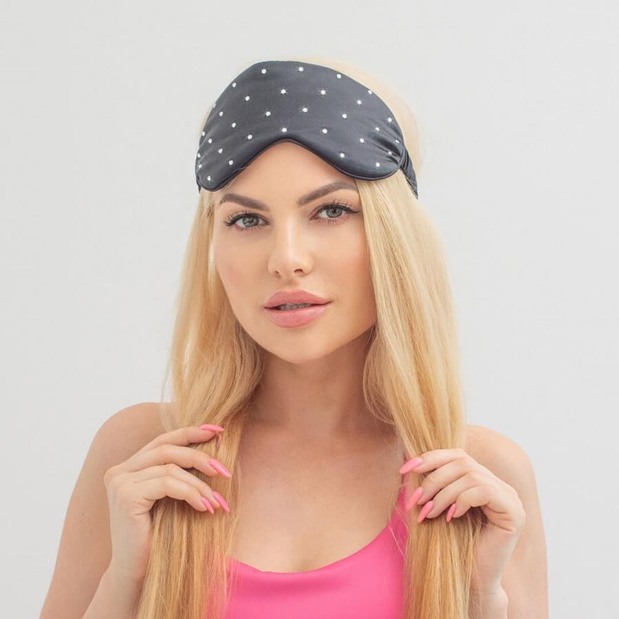 Crystalized Silk Eye Mask Black