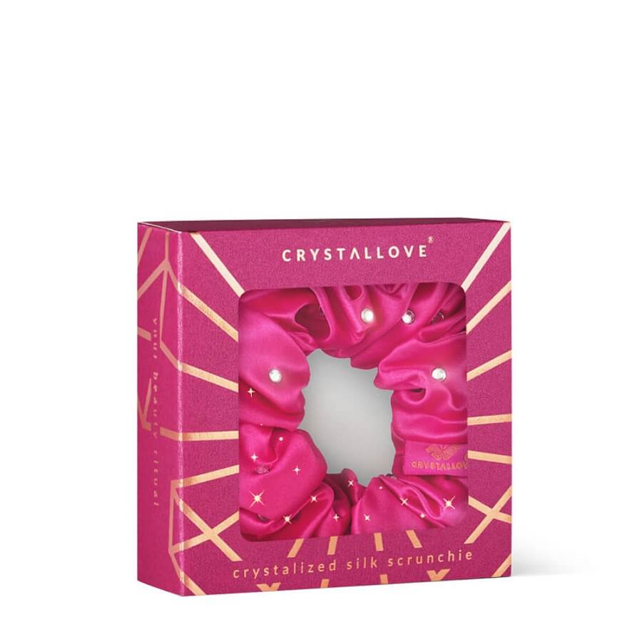 Crystalized Silk Scrunchie Hot Pink