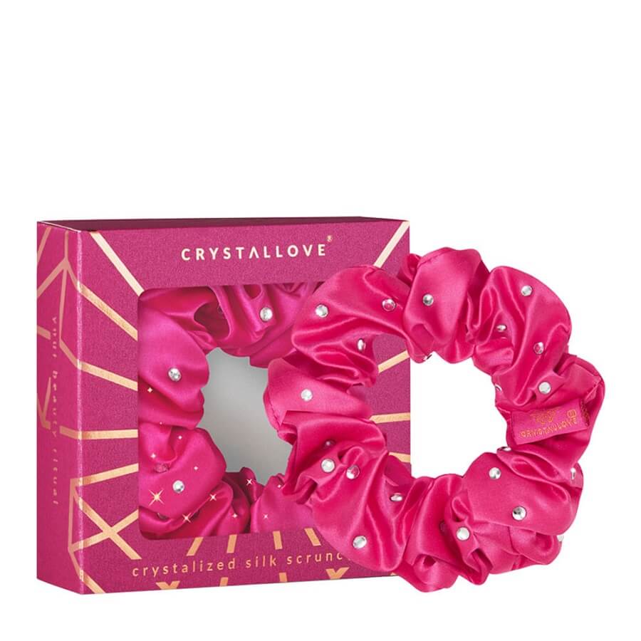 Crystalized Silk Scrunchie Hot Pink
