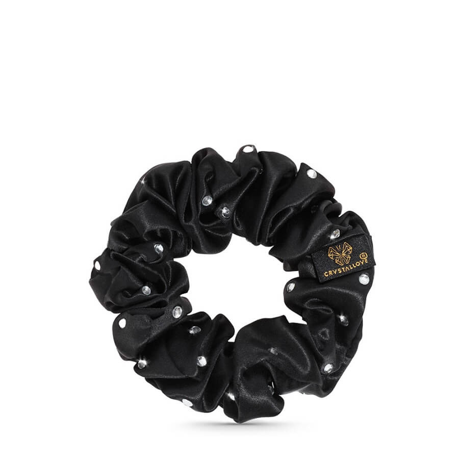 Crystalized Silk Scrunchie Black