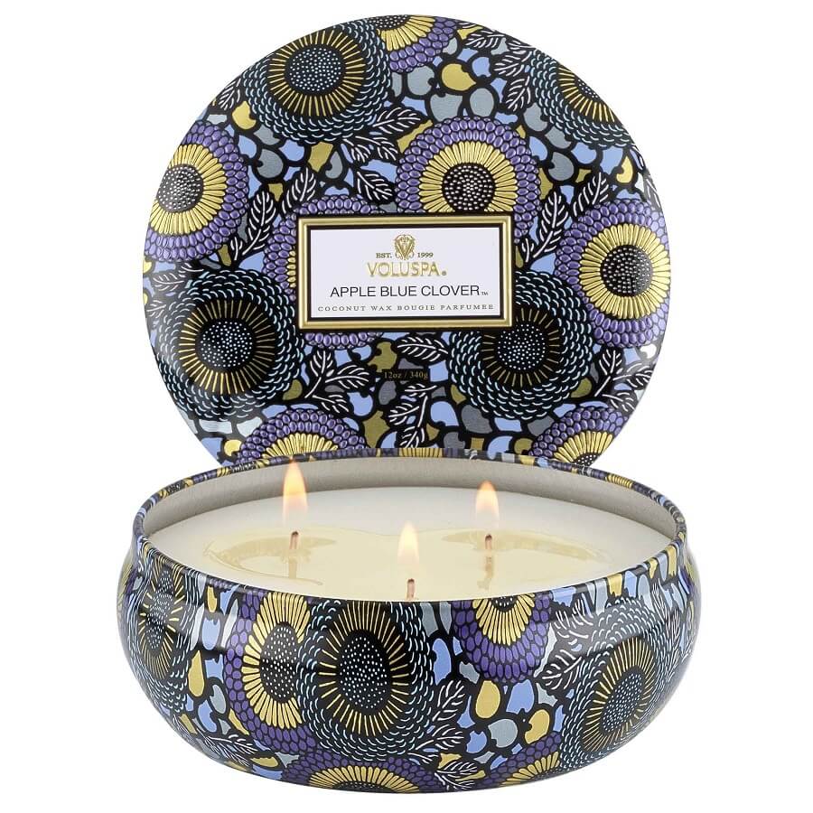 Apple Blue Clover 3 Wick Tin Candle