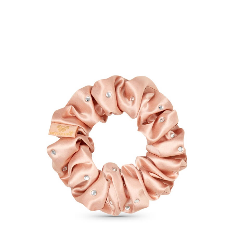 Crystalized Silk Scrunchie Rose Gold