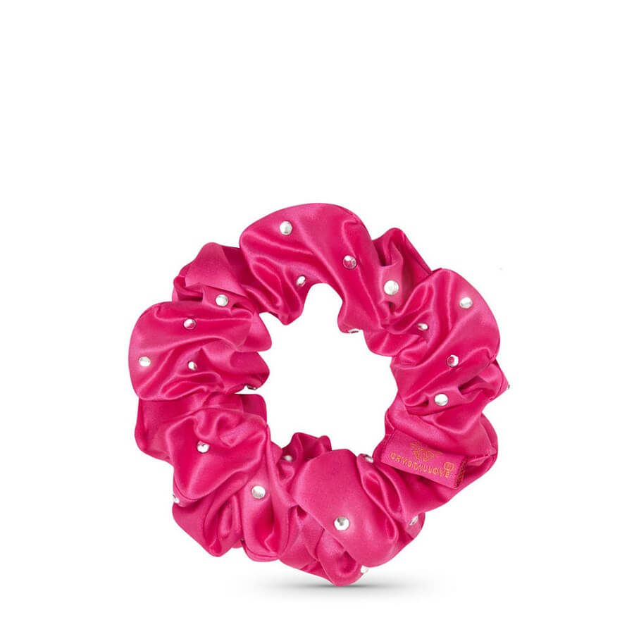 Crystalized Silk Scrunchie Hot Pink