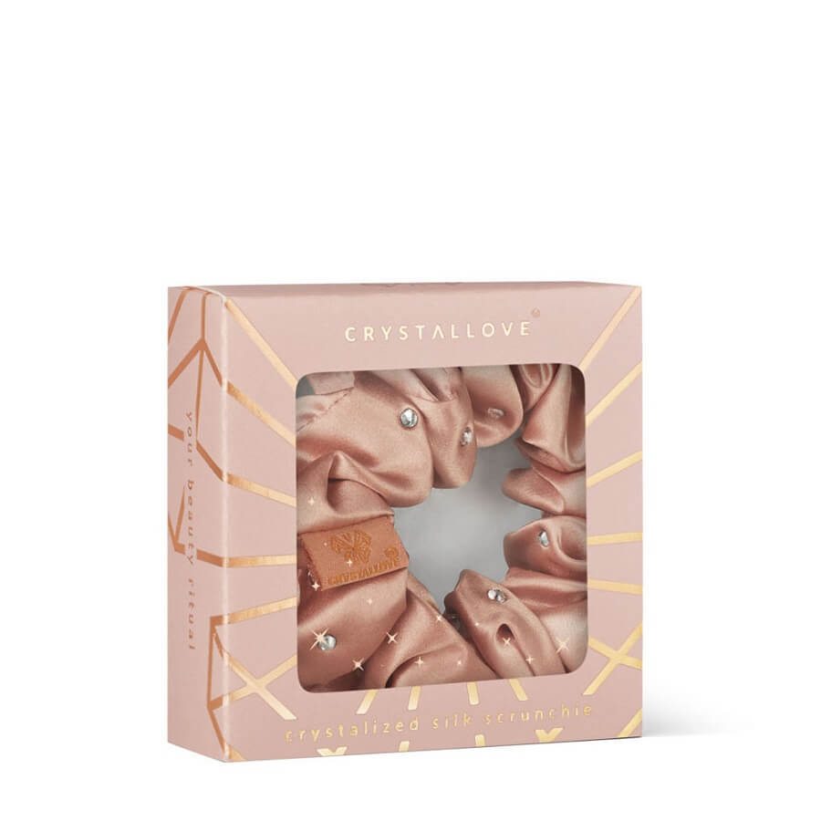 Crystalized Silk Scrunchie Rose Gold
