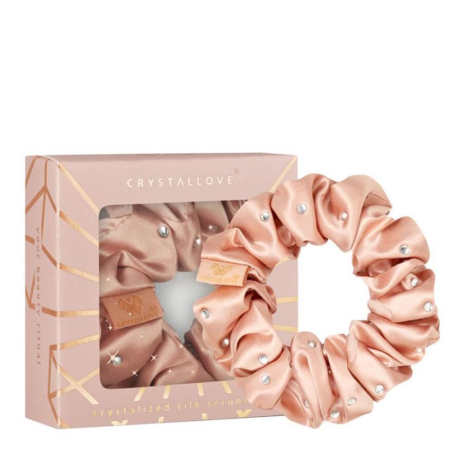 Crystalized Silk Scrunchie Rose Gold