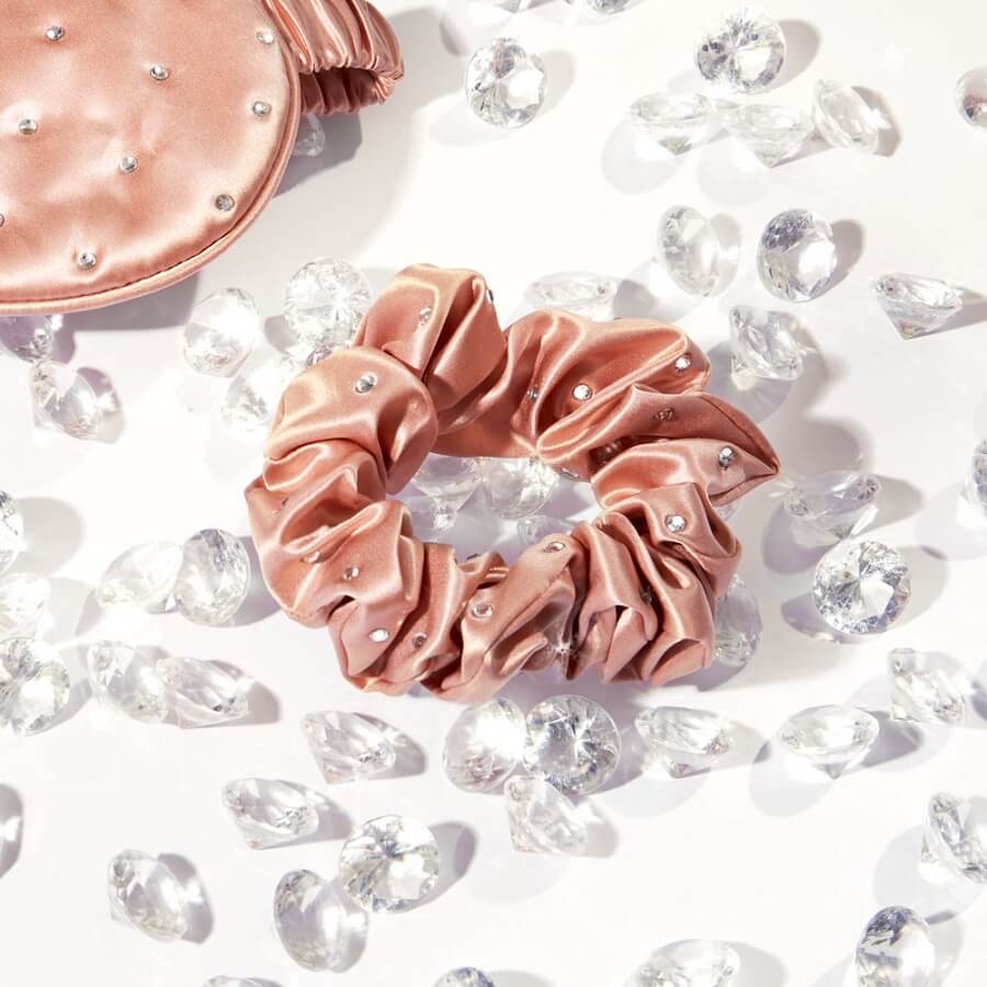 Crystalized Silk Scrunchie Rose Gold