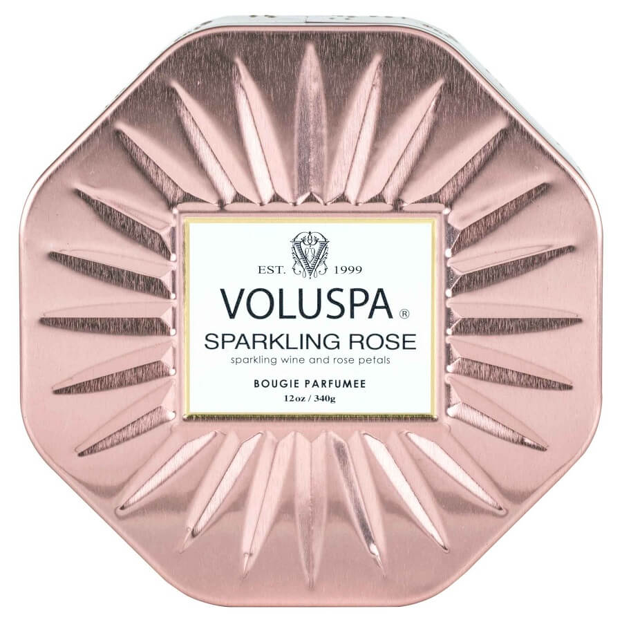 Sparkling Rose Octagon Tin Candle