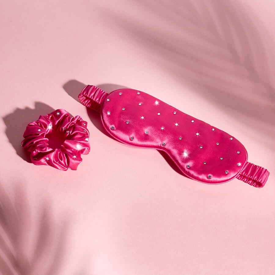 Crystalized Silk Scrunchie Hot Pink
