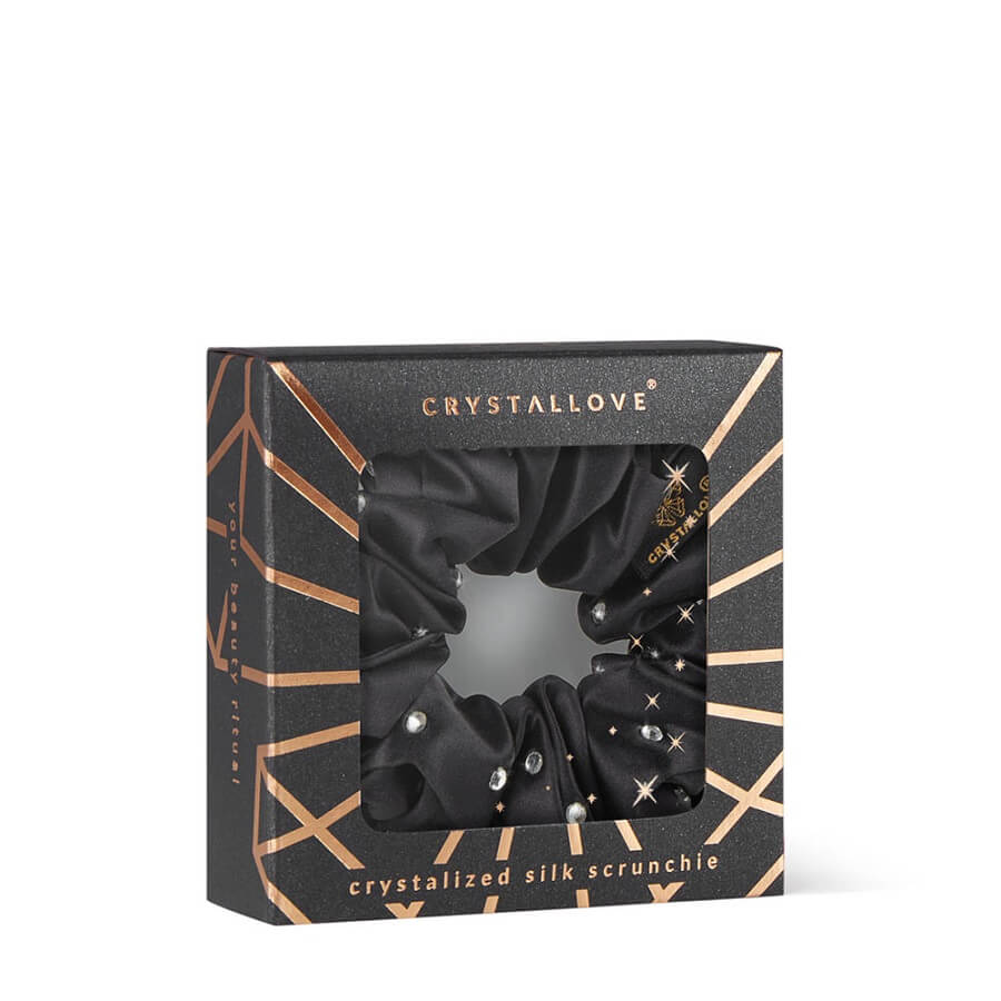 Crystalized Silk Scrunchie Black