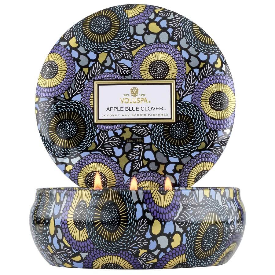 Apple Blue Clover 3 Wick Tin Candle
