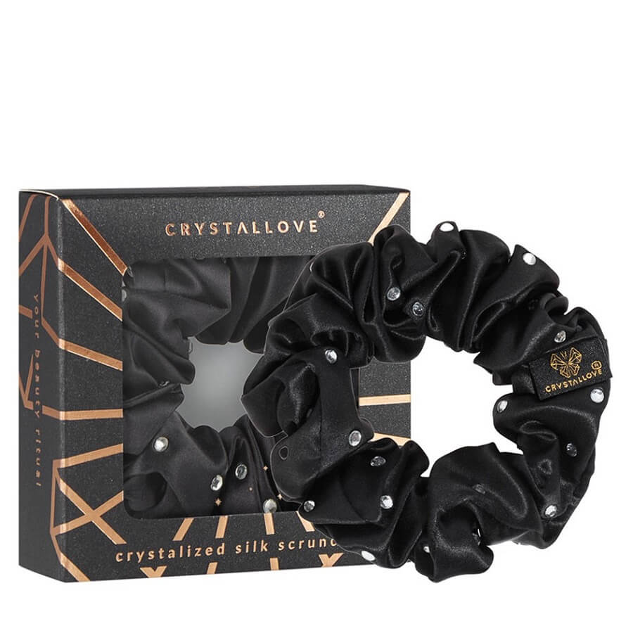 Crystalized Silk Scrunchie Black