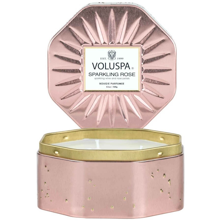 VOLUSPA - Sparkling Rose Octagon Tin Candle - 