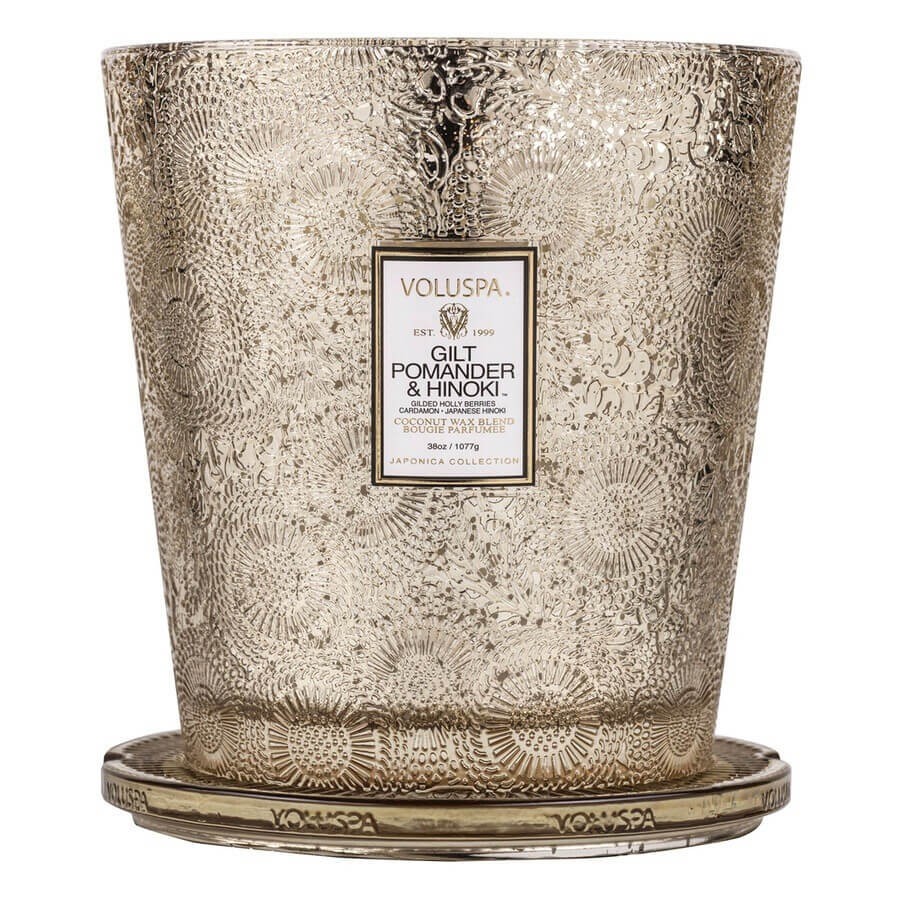 VOLUSPA - Gilt Pomander & Hinoki 3 Wick Hearth Candle - 