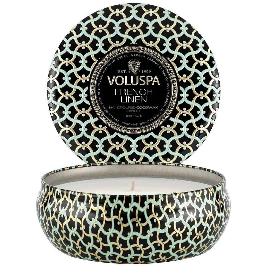 VOLUSPA - French Linen 3 Wick Tin Candle - 
