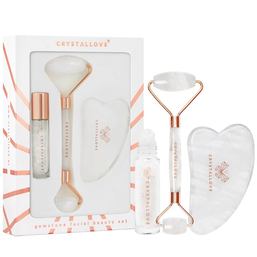 Crystallove - Clear Quartz Roller And Gua Sha Set - 