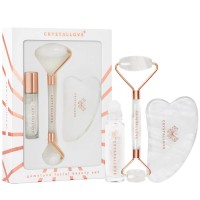 Crystallove Clear Quartz Roller And Gua Sha Set