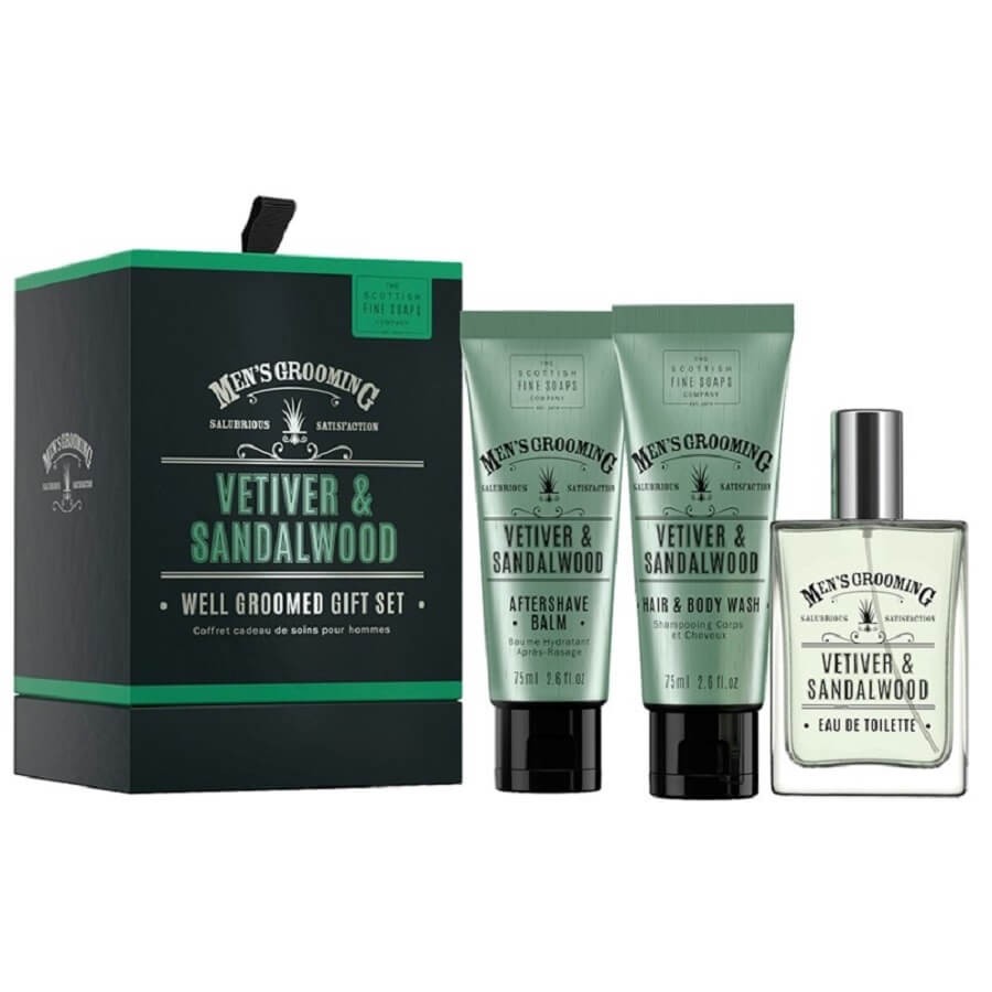 The Scottish Fine Soaps - Men's Grooming Vetiver & Sandalwood Well Groomed Set - 