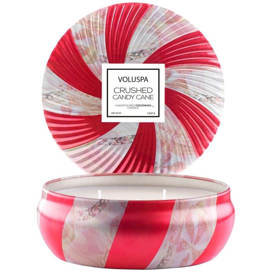 VOLUSPA - Crushed Candy Cane 3 Wick Tin Candle - 